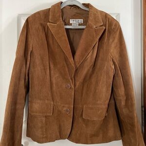 Women's Vintage Suede Camel Blazer Jacket Large